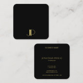 Luxurious Elegant Template Monogram Black And Gold Vierkante Visitekaartje (Voorkant / Achterkant)