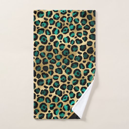 LUXURIOUS EMERALD GREEN LEOPARD GOLD BAD HANDDOEK (Handdoek)