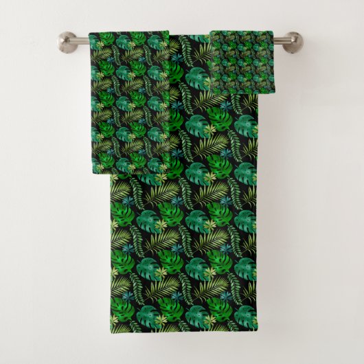 LUXURIOUS EMERALD PALM TOWEL SET BAD HANDDOEK (Insitu)