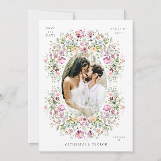 Luxurious Garden Floral Save the Date (Devant)