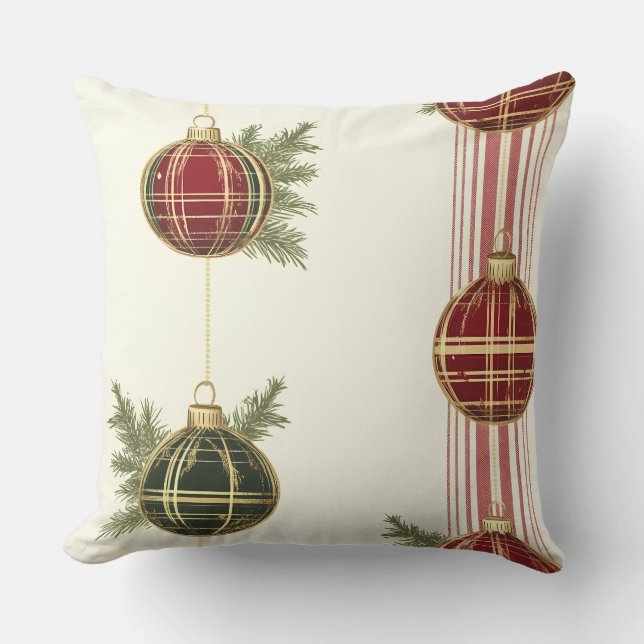 Luxurious Gold & Green Christmas Throw Pillow Kussen (Voorkant)
