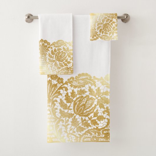 LUXURIOUS GOLD Lace Sheen-ontwerp Bad Handdoek (Insitu)