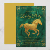 Luxurious Golden Horse Derby Party Invitation with (Devant / Derrière)