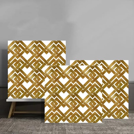 Luxurious Golden Interlocking Geometric Seamless P Tegeltje