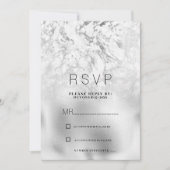 Luxurious gray white silver marble RSVP Kaart (Voorkant)