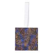 Luxurious Leopard and Zebra Print Pattern Kubus Ornament (Voorkant)
