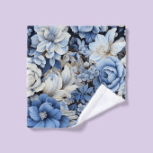 Luxurious Navy Blue Flowers Bath Towel Set (Gant de toilette)