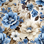 Luxurious Navy Blue Gold Flowers Bath Towel