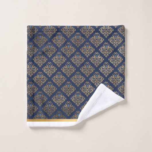 LUXURIOUS NAVY GOLD TRIM HAMPTON TOWEL SET BAD HANDDOEK (Wasdoekje)