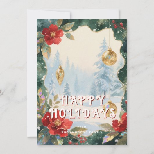 Luxurious Red and Gold Christmas Ornament Photo Feestdagenkaart (Voorkant)