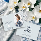 Luxurious Silver Oval Frame Charming Quinceañera Folie Uitnodiging