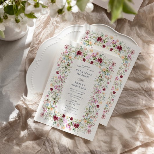 Luxurious Spring Garden Wedding Invitation Kaart