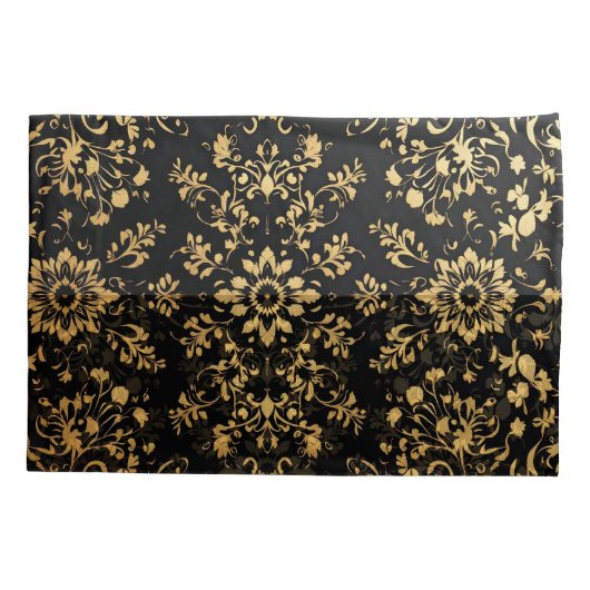 Luxurious style Pillow case black yellow pattern  Kussensloop (Achterkant-Links)