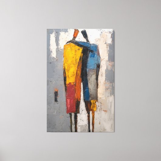 Luxurious Textured Blue & Gold Abstract Canvas Afdruk (Voorkant)