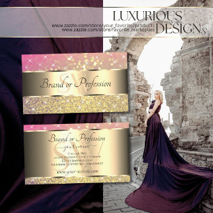 Luxurisch Paarse goudroze litterstermonogram Visitekaartje