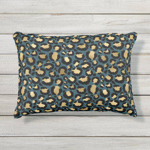 Luxurische luipaarden Dark Blue Wilde Glam Buitenkussen