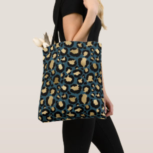 Luxurische luipaarden Dark Blue Wilde Glam Draagtas