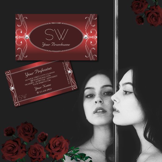 Luxurische Rooddiamant-Initialen Visitekaartje