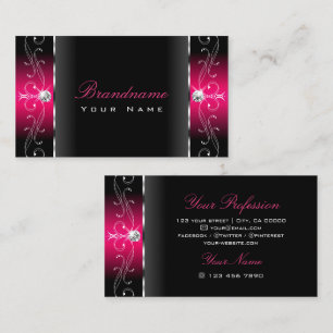 Luxurous Black Pink Squiggings Jewels Ornamental Visitekaartje