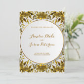 Luxurous Gold-gegraveerd Foliage Wedding Kaart (Staand voorkant)
