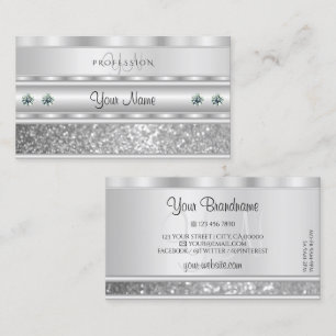 Luxurous Silver Sparking Glitter met Monogram Visitekaartje