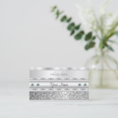 Luxurous Silver Sparking Glitter met Monogram Visitekaartje (Staand voorkant)