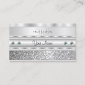 Luxurous Silver Sparking Glitter met Monogram Visitekaartje (Voorkant)