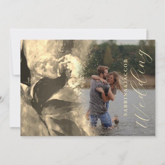 Luxurous Whimisical Roos Abstract Photo Wedding Kaart (Voorkant)