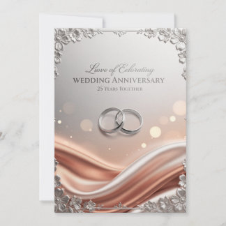 Luxury 25th Wedding Anniversary Card – Elegant Sil Feestdagenkaart