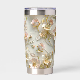 Luxury 3D Embossed Floral Gold Foil Elegant  Geïsoleerde Drinkbeker
