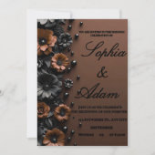 Luxury 3D Floral Bronze & Black Wedding Invitation Bedankkaart (Voorkant)