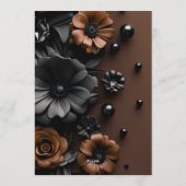 Luxury 3D Floral Bronze & Black Wedding Invitation Kaart (Achterkant)