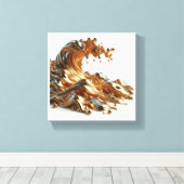 Luxury 3D Liquid Gold Wave - Metallic Fluid Abstra Canvas Afdruk (Insitu (Houten vloer))