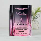 Luxury 3D Pink Glossy Wedding Invitation (Debout devant)