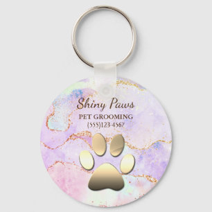 Luxury Agate Glitter Dog Paw Pet Grooming Sleutelhanger