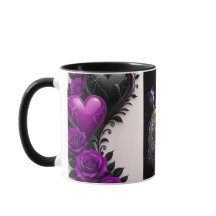 Luxury Amethyst Hart en Paarse Rozen Koffiemok