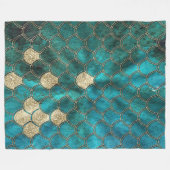 Luxury Aqua Green Mermaid Scales met Gold Glitter Fleece Deken (Voorkant (Horizontaal))