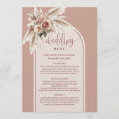 Luxury Arch Pastel Pink Pampas Floral Wedding Menu (Devant)