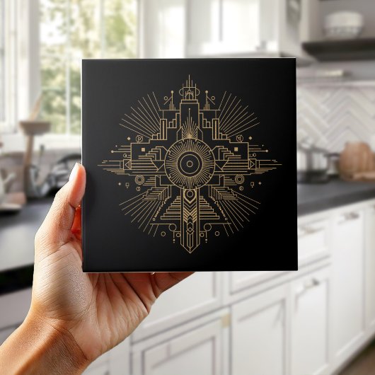 Luxury Art Deco Fan Geometric Motif Pat#4 ID1196 Tegeltje