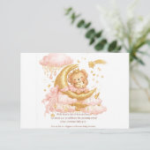 Luxury Baby Girl Shower Invitation Pink Gold Moon  Save The Date (Staand voorkant)