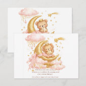 Luxury Baby Girl Shower Invitation Pink Gold Moon  Save The Date (Voorkant / Achterkant)