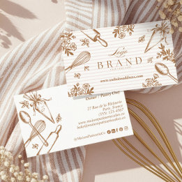 Luxury Baking Utensil Pastry Cake Bakery Shop Logo Visitekaartje