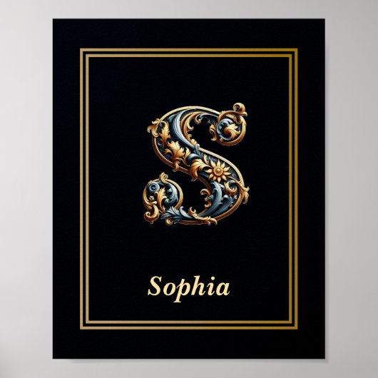 Luxury Baroque Letter S Monogram Poster (Devant)