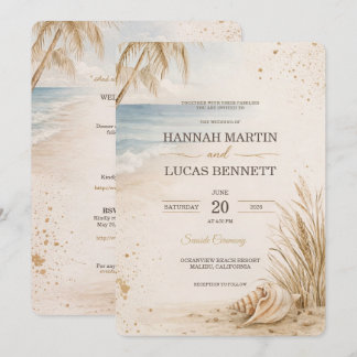 Luxury Beach Wedding Invitation Template Kaart