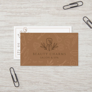 Luxury Beauty Charms Tan & Brown Makeup Logo Visitekaartje