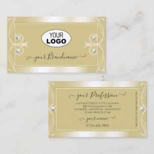 Luxury Beige Cream Sparkle Jewels met Logo Visitekaartje