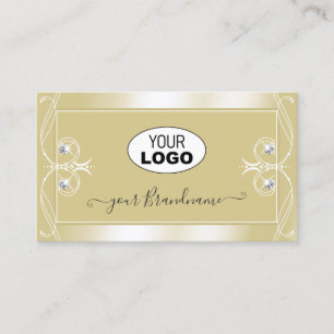 Luxury Beige Cream Sparkle Jewels met  Logo Visitekaartje