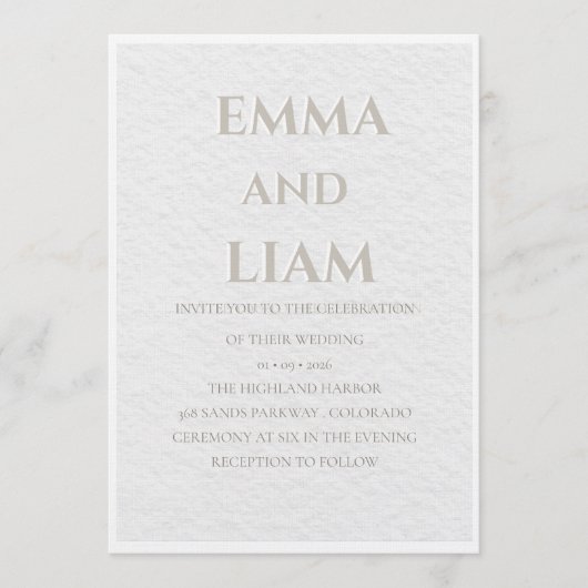 Luxury Beige & Gold Wedding Invitation | Elegant M (Devant)
