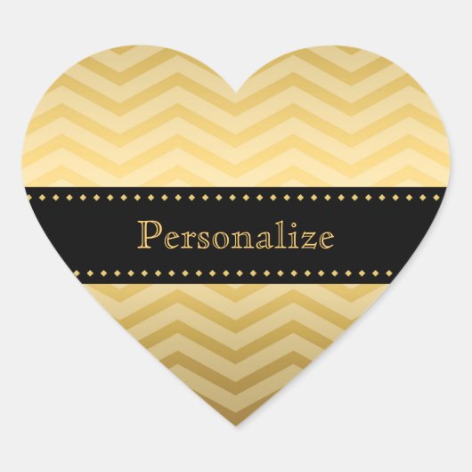 Luxury Black and Gold Chevron Stylish Zigzag Hart Sticker (Voorkant)