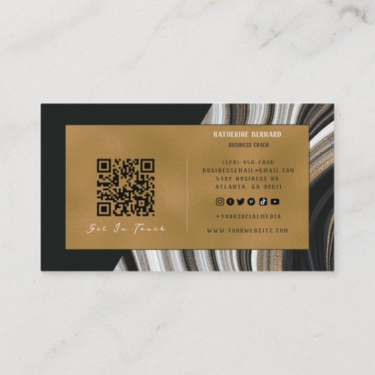 Luxury Black and Gold Marble Business Coach Card Visitekaartje (Achterkant)